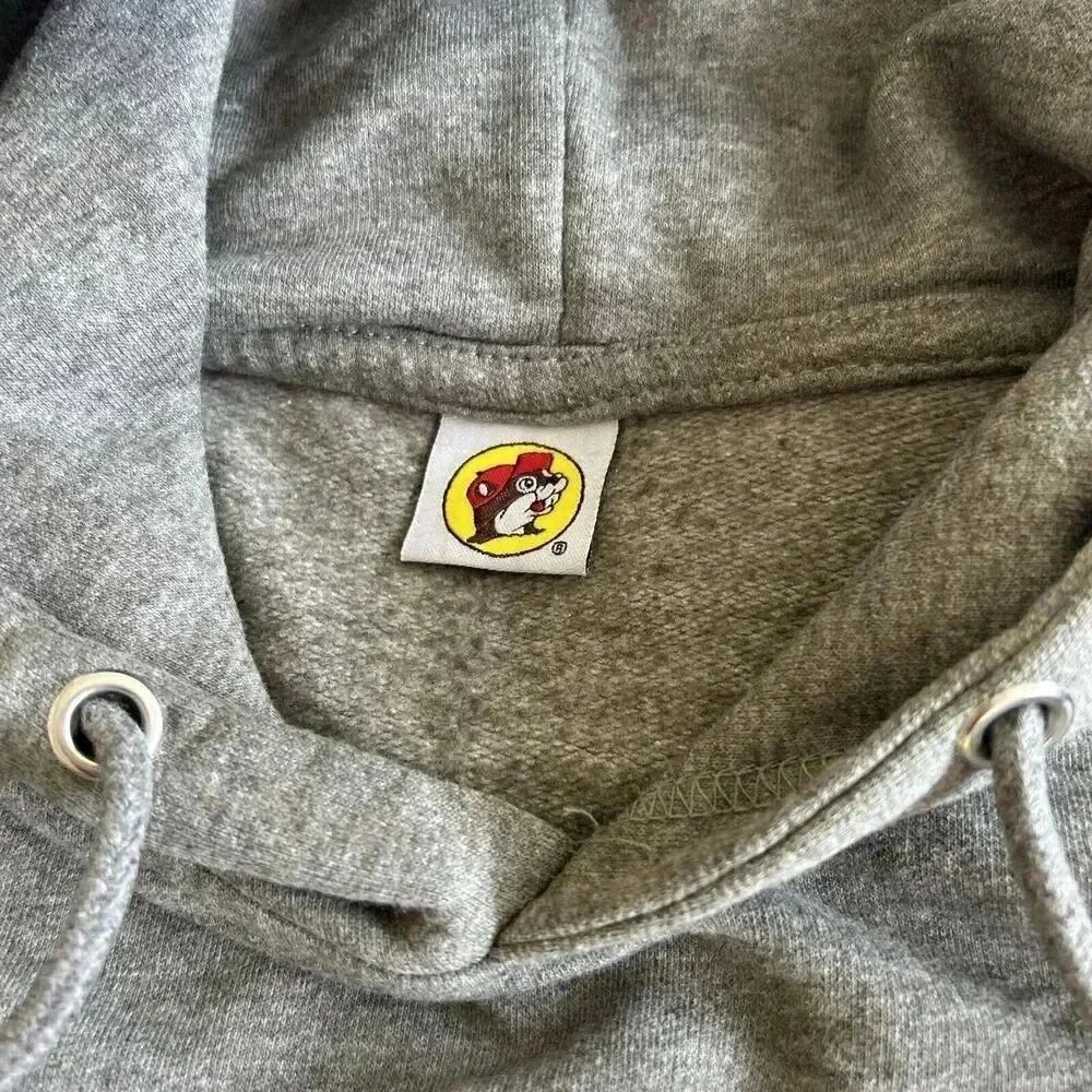 Buc-ees Hoodie Sweatshirt Fleece Long Sleeve Pullover Beaver Gray Adult Small - Picture 9 of 12